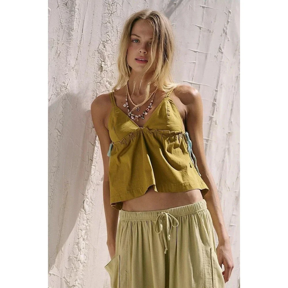 Free People Free-Est Fields Of Love Tank Blouse Cami Top Sleeveless M NEW 279082
